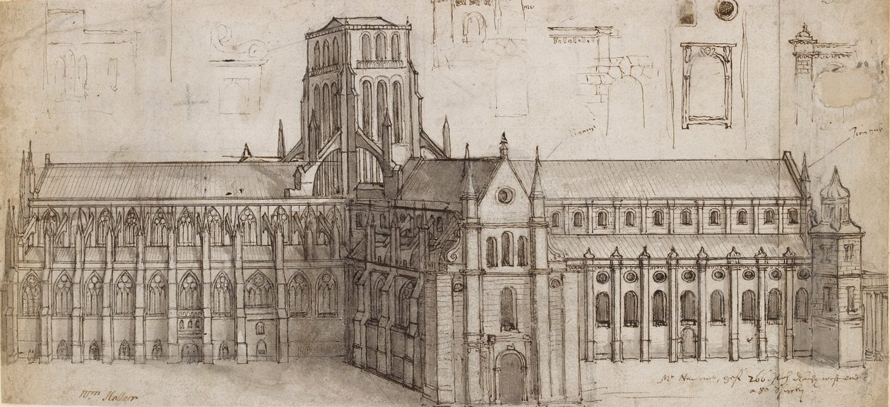 Régi Szent Pál-székesegyház északkeletről, 17. század közepe alkotó: Wenceslaus Hollar