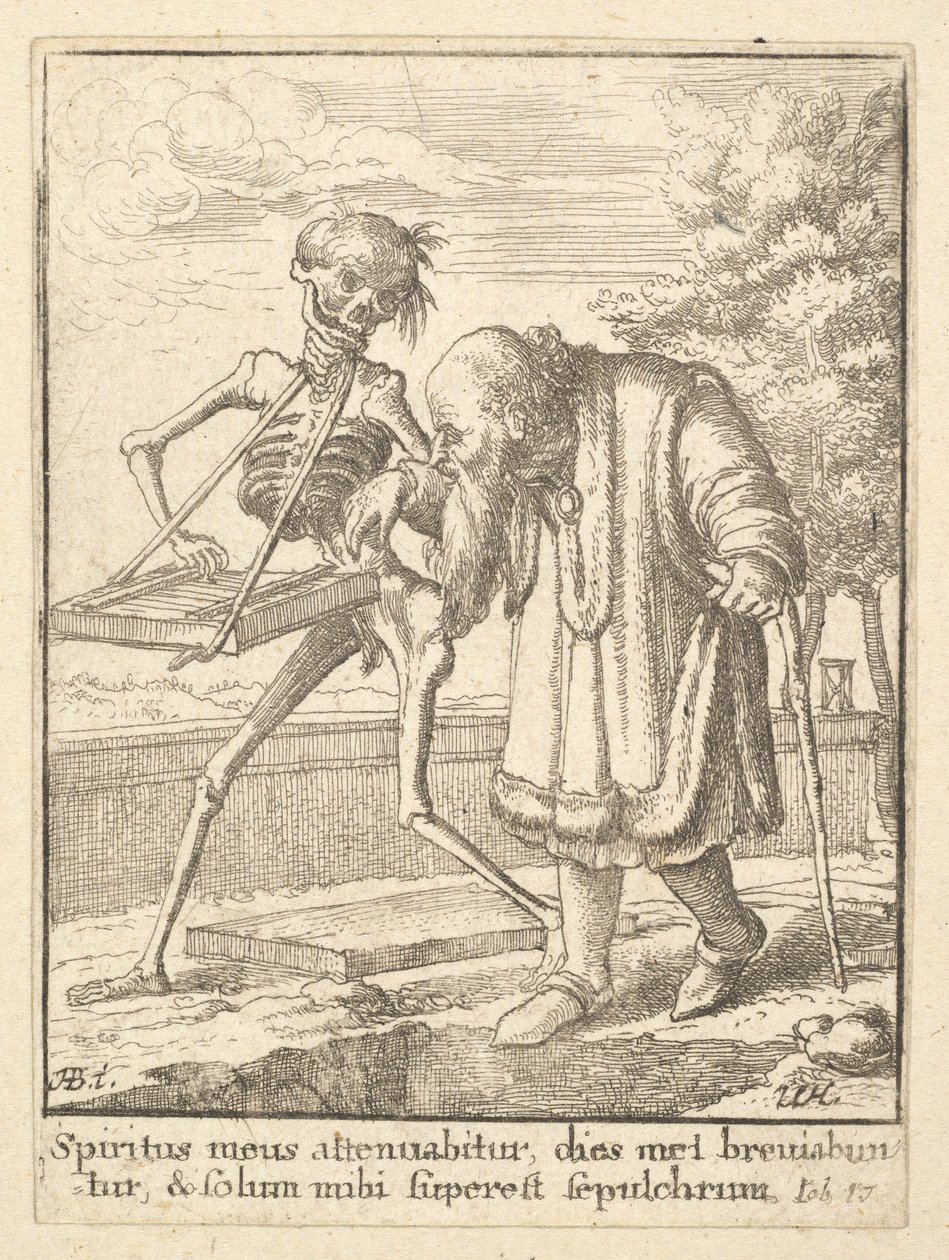Öreg, a Haláltáncból, 1651. alkotó: Wenceslaus Hollar