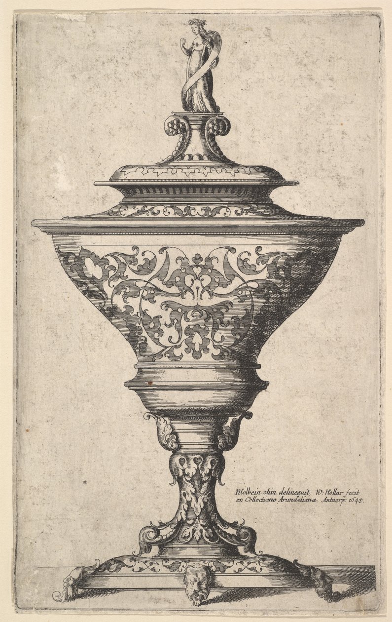 Díszes serleg maszkok lábán, 1645. alkotó: Wenceslaus Hollar