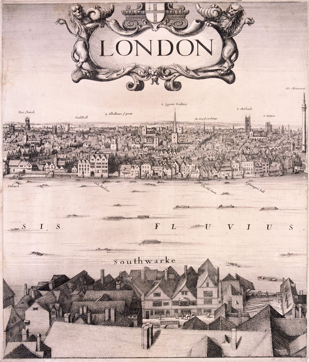 Panorámás kilátás Londonra, 1670 alkotó: Wenceslaus Hollar