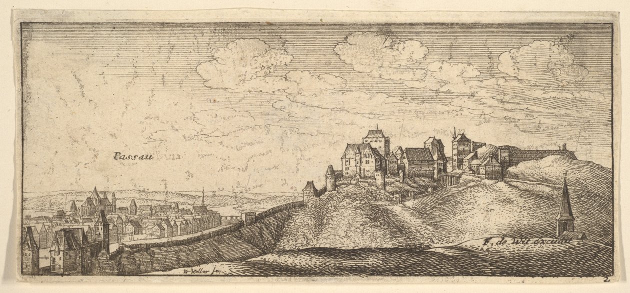 Passau, a „Német látképek” című műből alkotó: Wenceslaus Hollar
