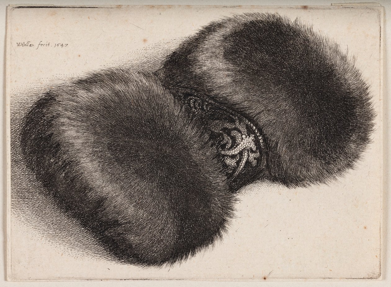 Szőrmemuff brokáttal bevont szalaggal alkotó: Wenceslaus Hollar