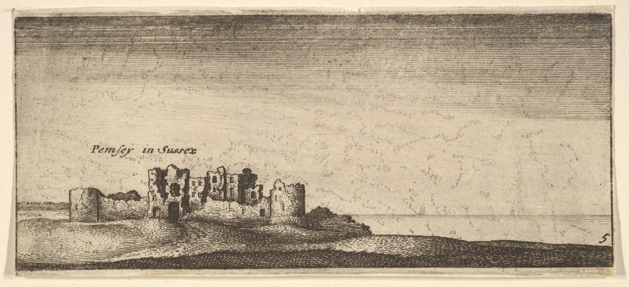 Pevensey kastély, 1652-77. alkotó: Wenceslaus Hollar