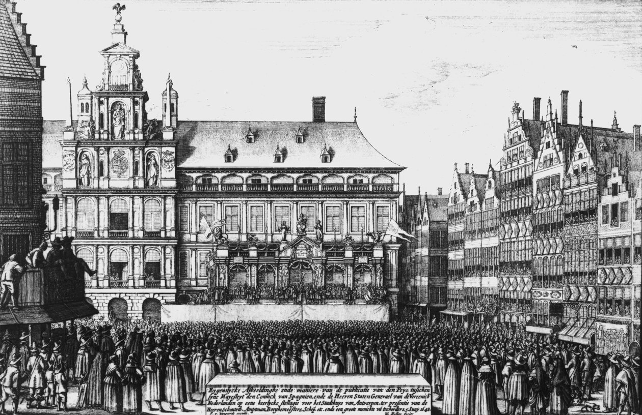 A vesztfáliai béke kihirdetése 1648-ban, metszett F. Wyngaerde alkotó: Wenceslaus Hollar
