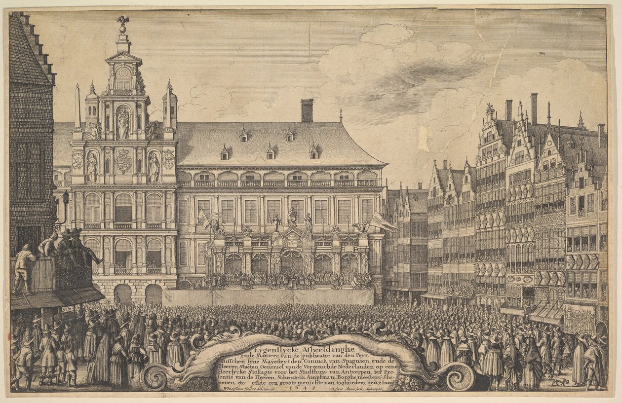 A Munsteri Szerződés kihirdetése, 1648. alkotó: Wenceslaus Hollar