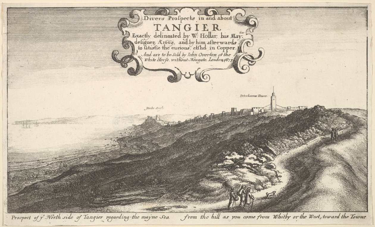 Tangier északi oldalának kilátása a Mayne-tengerre nézve a dombról, ahogy érkezel…, 1673-ra. alkotó: Wenceslaus Hollar