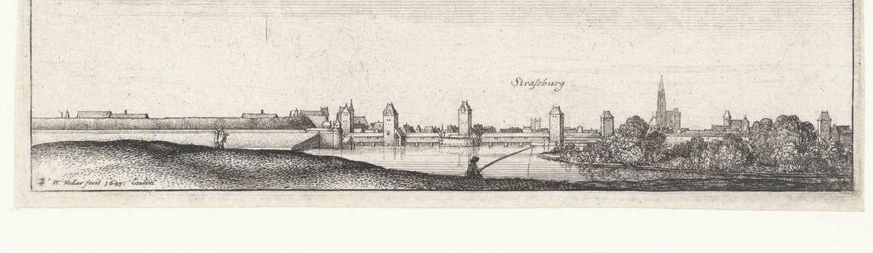 Folyói táj, kilátással Strasbourgra Folyói kilátások Németországban és Németalföldön (sorozat címe) alkotó: Wenceslaus Hollar