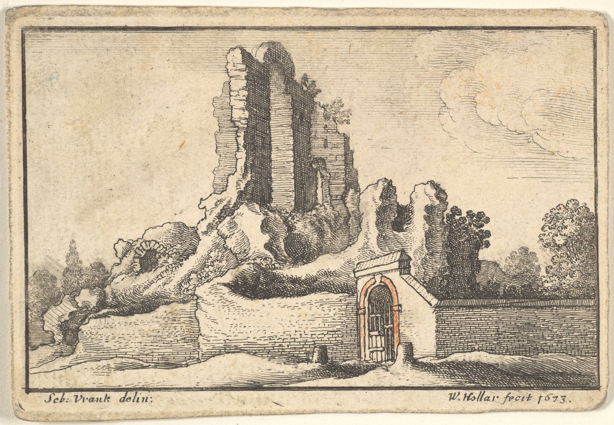 Romok és rácsos kapu a római Esquiline-dombon, 1673. alkotó: Wenceslaus Hollar