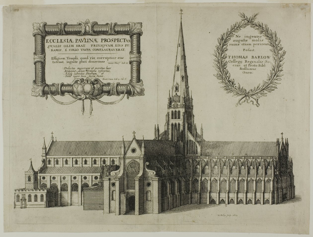 A Szent Pál templom délről a toronytoronnyal alkotó: Wenceslaus Hollar