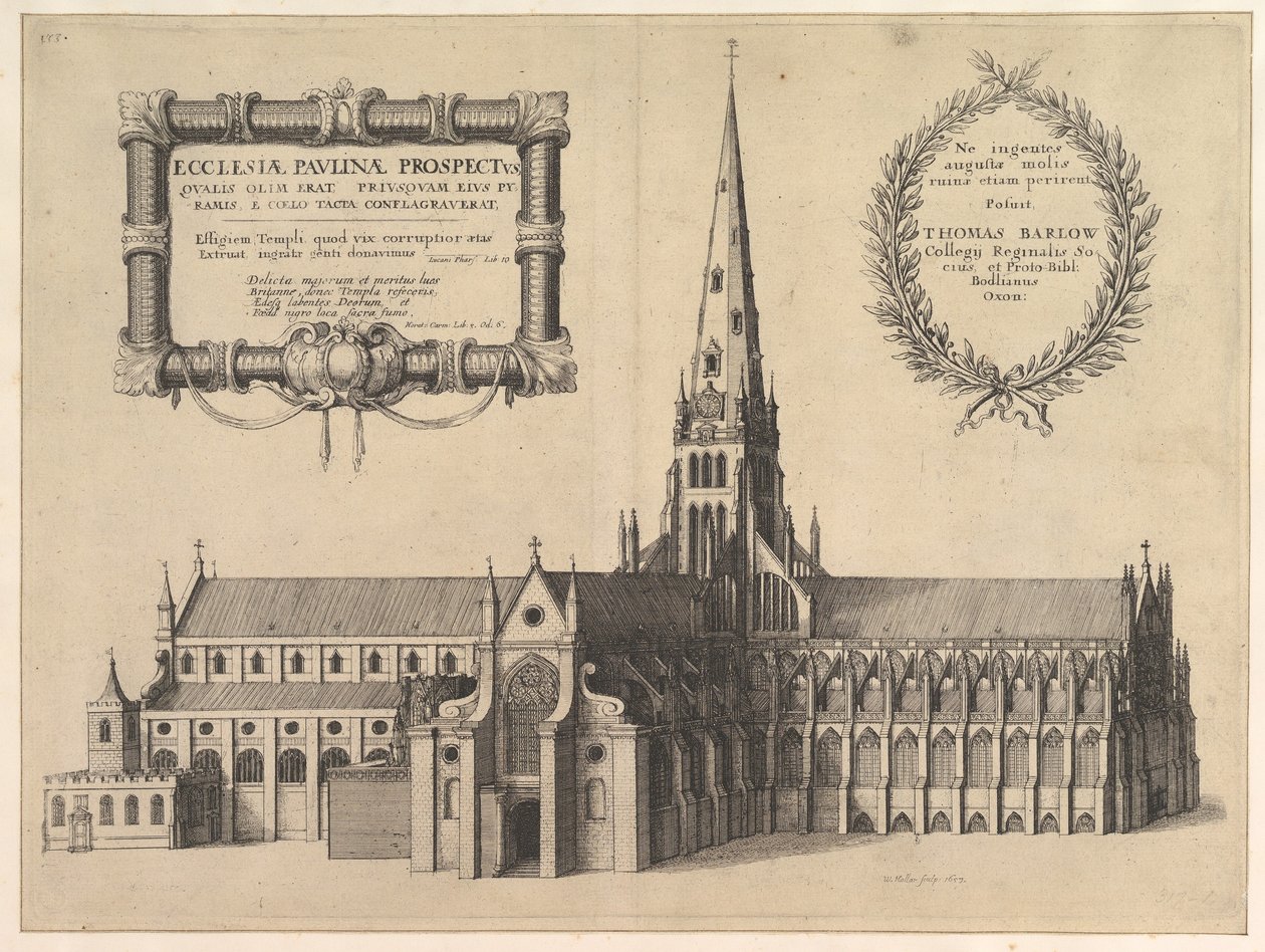 Szent Pálok délről a Spire Ecclesiae Paulinae Prospectus bemutatásával..., 1657. alkotó: Wenceslaus Hollar