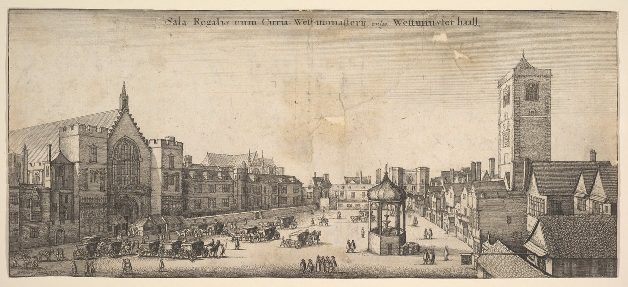 Királyi kiárusítás a Westminster Hallban, közismert nevén Westminster haal Westminster Hall, 1647 alkotó: Wenceslaus Hollar