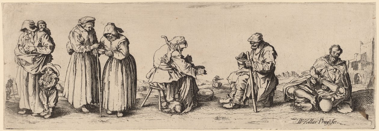 Hat férfi és női koldus. alkotó: Wenceslaus Hollar