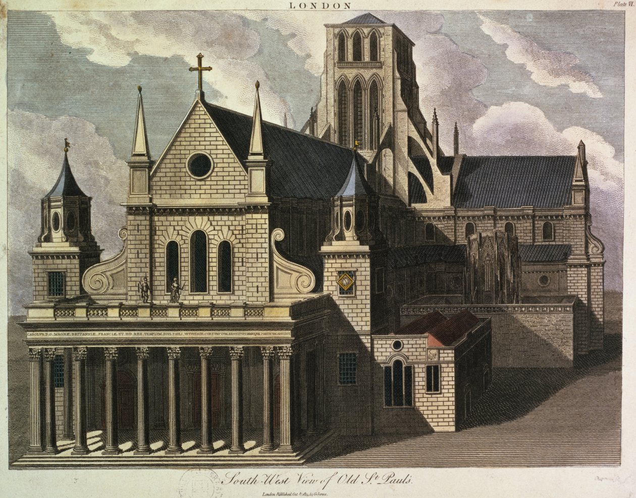 A régi Szent Pál-székesegyház déli oldala alkotó: Wenceslaus Hollar