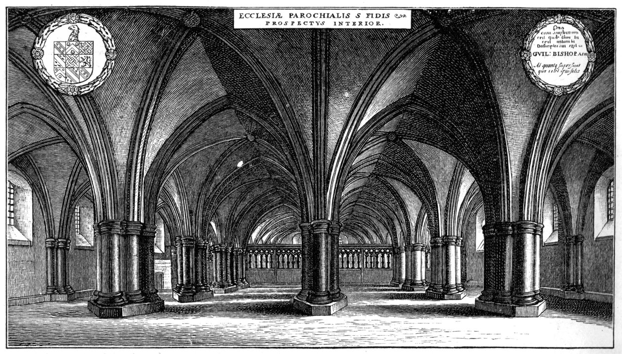 St Faiths templom a régi Szent Pál-székesegyház kriptájában, London, 1657 1892. alkotó: Wenceslaus Hollar