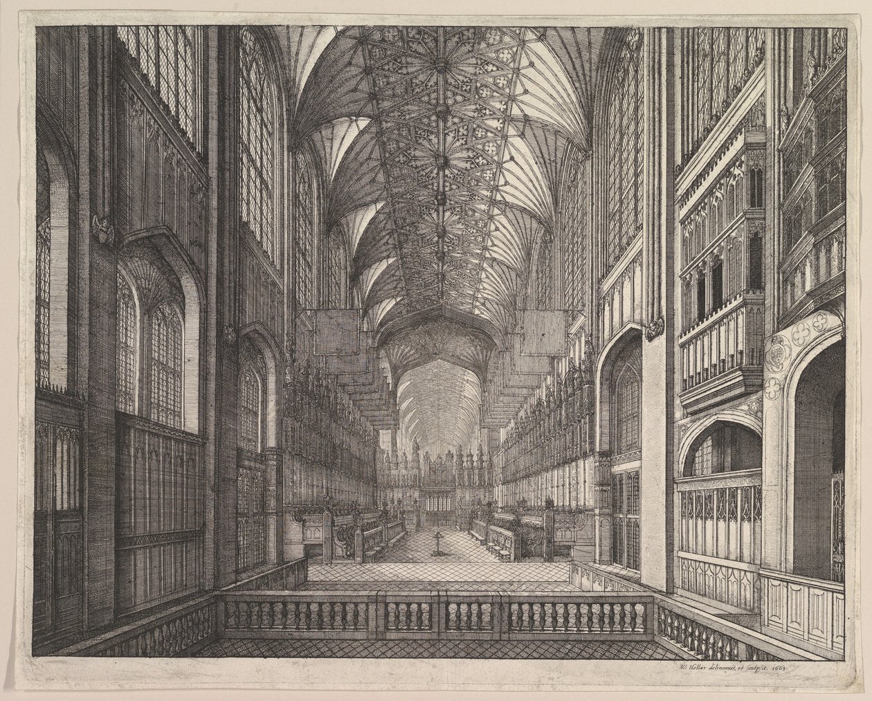 A windsori Szent György-kápolna kórusa (Elias Ashmole „The Order of the Garter” című művéből, 1672) alkotó: Wenceslaus Hollar