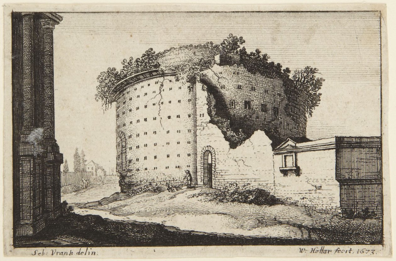 A kör alakú épület alkotó: Wenceslaus Hollar
