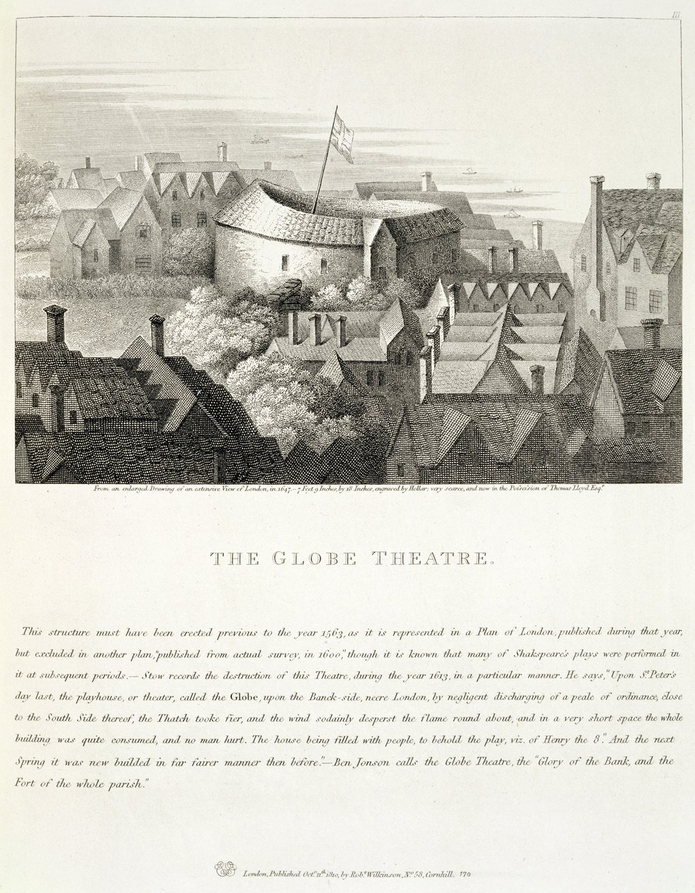 A Globe Színház, 1647 körül, kiadta Robert Wilkinson, London, 1810. alkotó: Wenceslaus Hollar