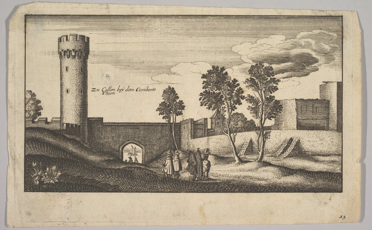 A Köln melletti Kunibert-torony másolata, 1625-77. alkotó: Wenceslaus Hollar