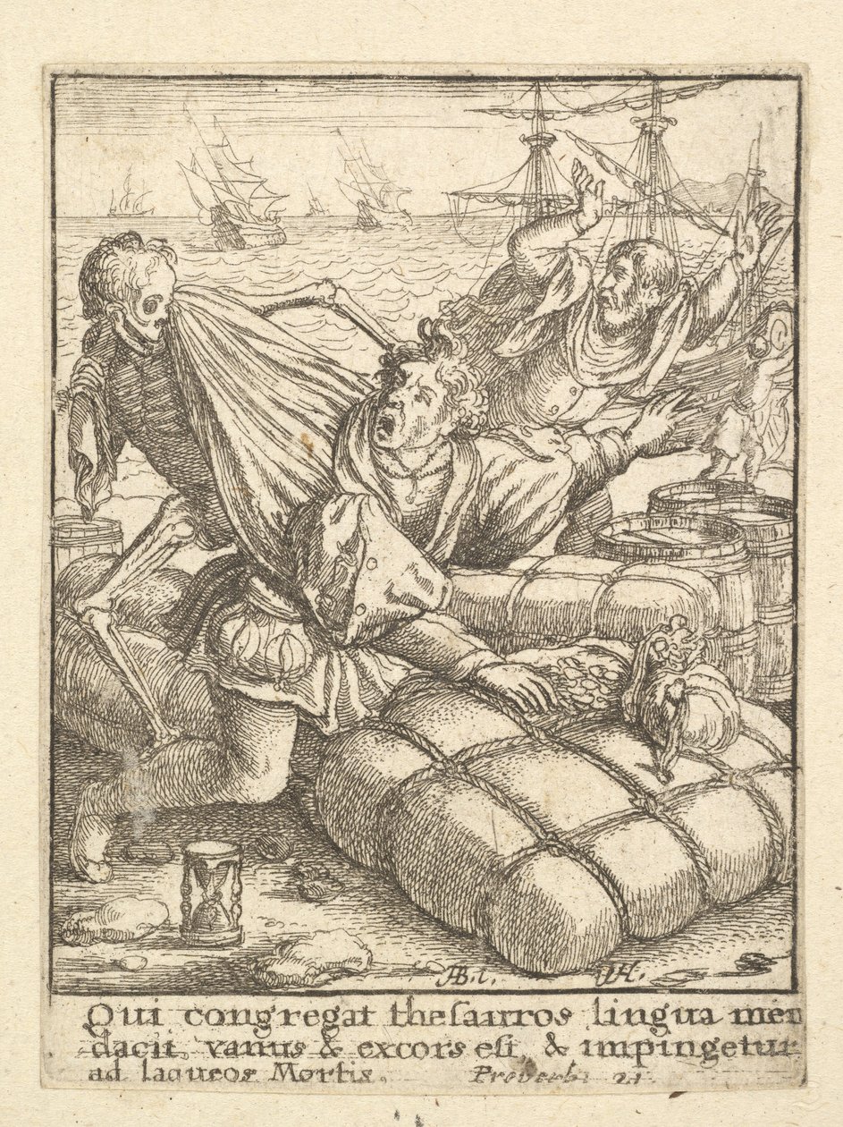 A kereskedő, a haláltáncból, 1651. alkotó: Wenceslaus Hollar