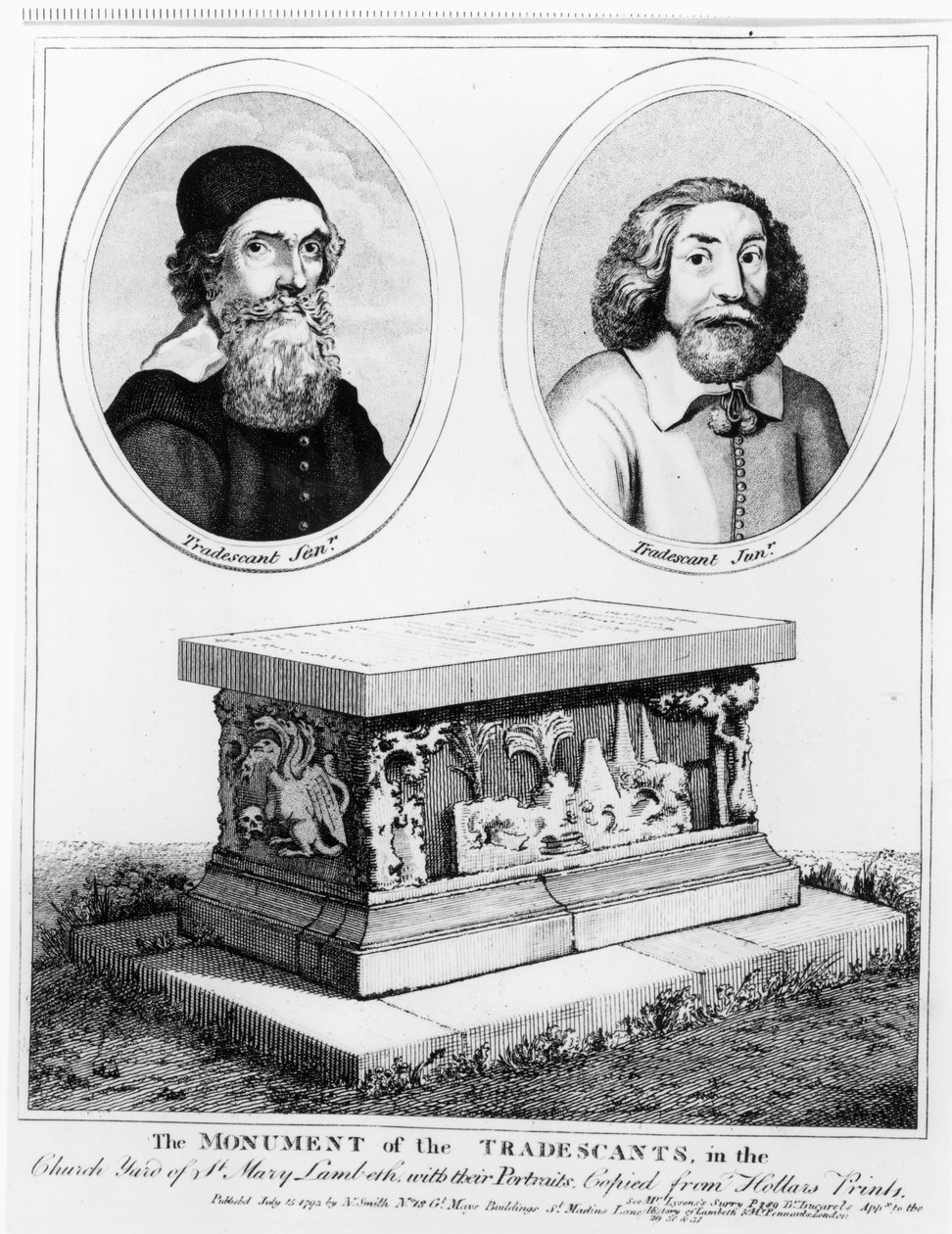 A kereskedők emlékműve a Szent Mária Lambeth templom udvarában, kocsma. 1793-ban alkotó: Wenceslaus Hollar
