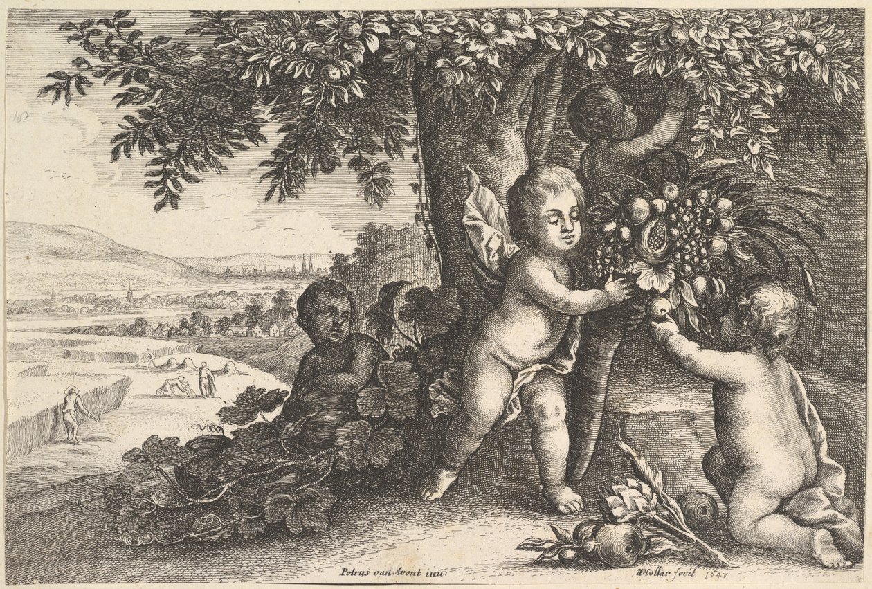 A folyóisten és a fiúk, 1625-77. alkotó: Wenceslaus Hollar