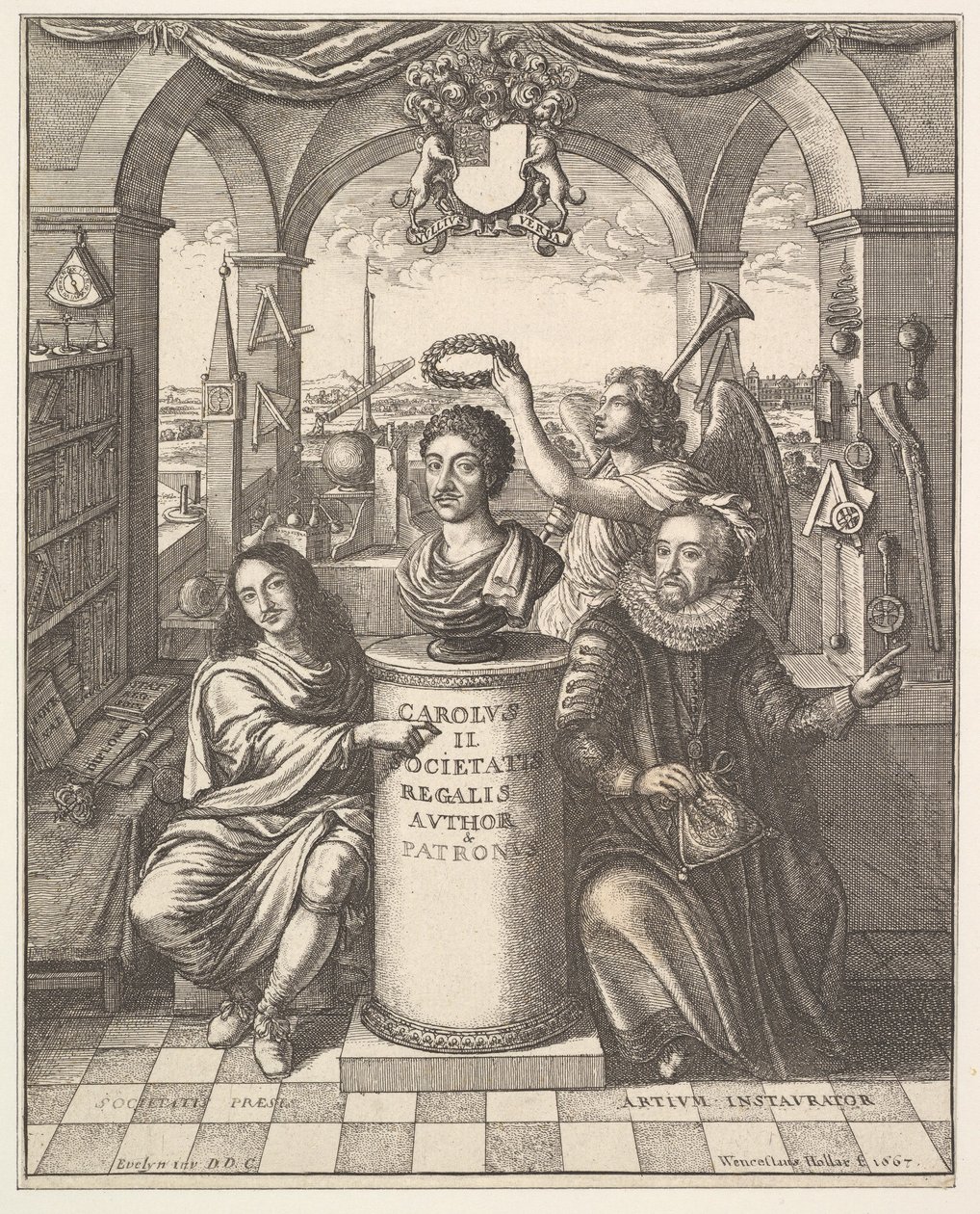 The Royal Society, Thomas Sprat előlapja, The History of the Royal Society of London..., 1667. alkotó: Wenceslaus Hollar