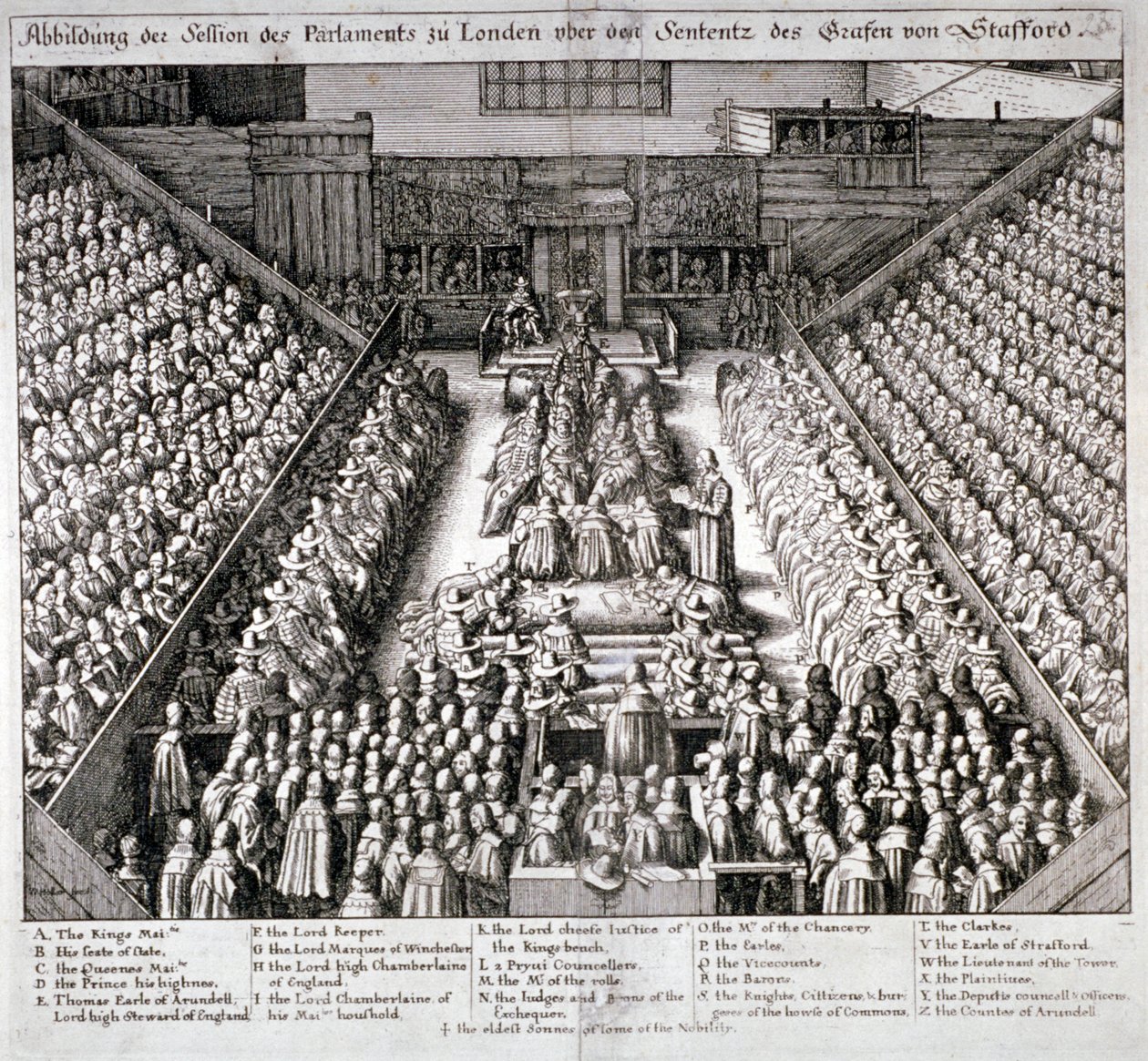 Thomas Wentworth, Strafford grófjának pere, Westminster Hall, London, 1641. alkotó: Wenceslaus Hollar