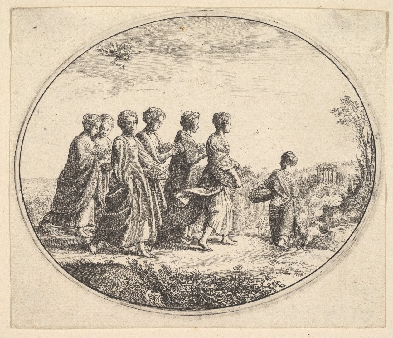 Aglaura Mercury és Herse lányai, kb. 1646. alkotó: Wenceslaus Hollar