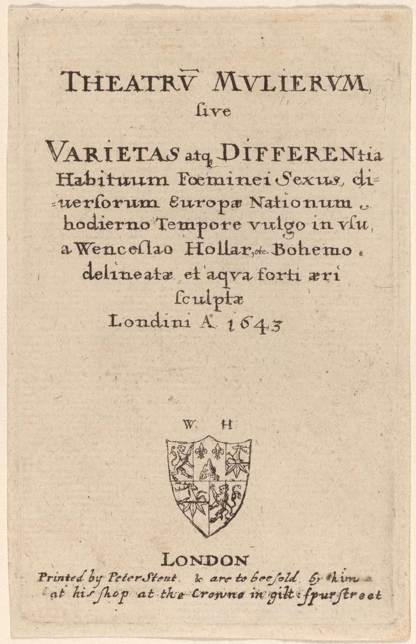 A Nők Színháza: Címlap alkotó: Wenceslaus Hollar