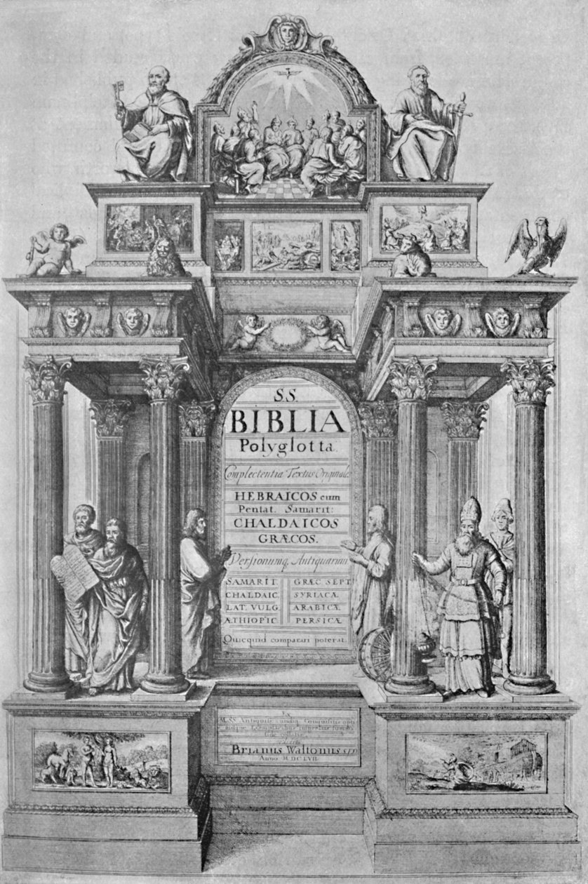 Waltons Polyglot Biblia címlapja, 1657, 1904 alkotó: Wenceslaus Hollar
