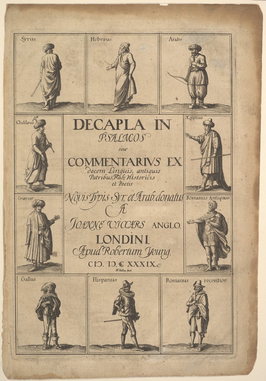 Címlap: Decapla Zsoltáron, 1639. alkotó: Wenceslaus Hollar