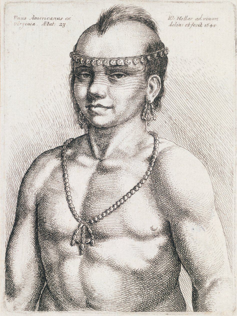 Huszonhárom éves virginiai indián, Wenceslaus Hollar (1607-1677) metszete alkotó: Wenceslaus Hollar