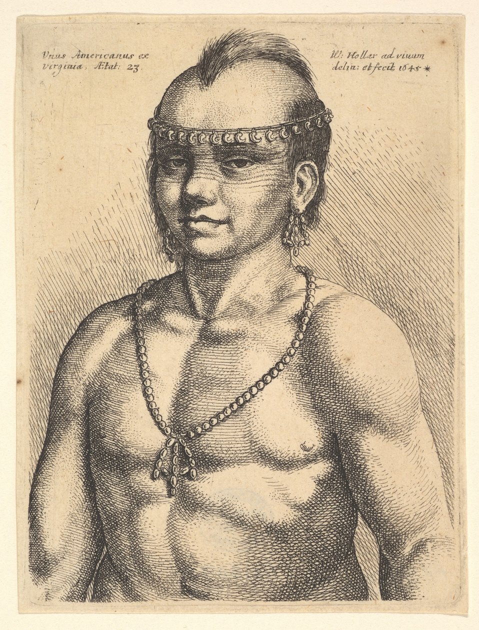 Unus Americanus ex Virginia Egy amerikai Virginiából, 1645. alkotó: Wenceslaus Hollar
