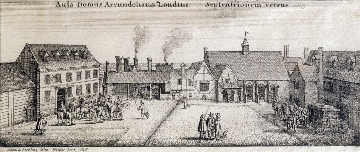 Kilátás az Arundel-házra, Strand, London, Adam Bierling metszet, 1646 alkotó: Wenceslaus Hollar