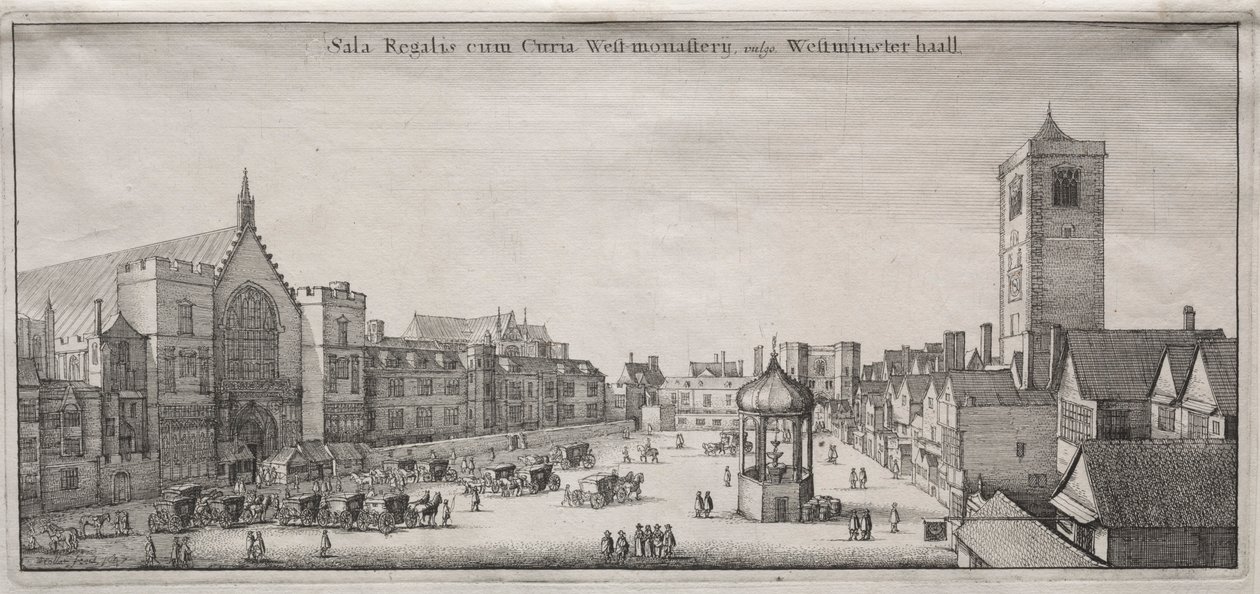 Kilátás Londonra: New Palace Yard, Westminster Hall és az Óraház, 1647. alkotó: Wenceslaus Hollar