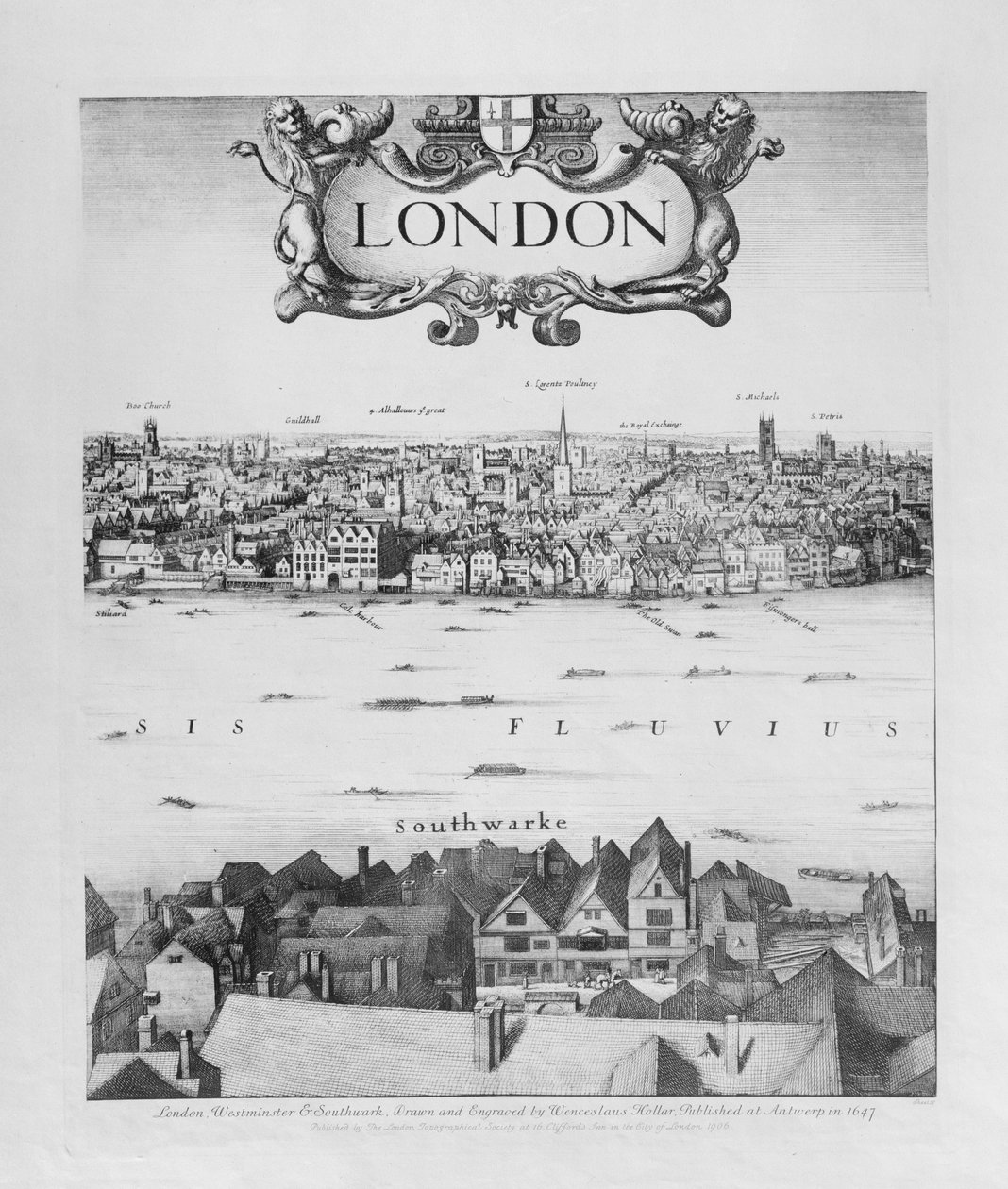 Londoni kilátás, megjelent 1647 (fakszimile) (részlet) alkotó: Wenceslaus Hollar