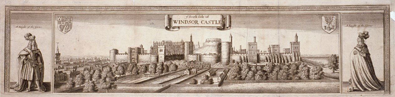 Kilátás a Windsor Castle déli oldalára, Berkshire, 1660 alkotó: Wenceslaus Hollar