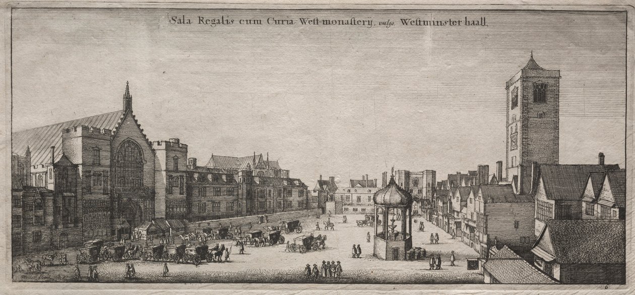 Kilátás Londonra: New Palace Yard, Westminster Hall és az Óraház, 1647. alkotó: Wenceslaus Hollar