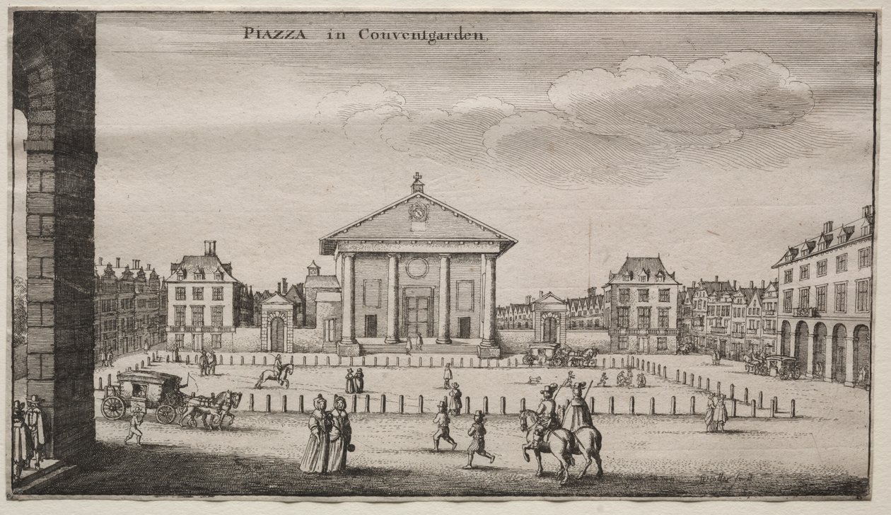 Kilátás Londonra: A Piazza Covent Gardenben alkotó: Wenceslaus Hollar