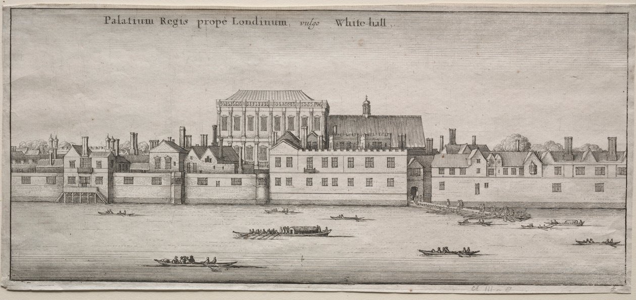 Kilátás Londonra: Whitehall a folyó felől. alkotó: Wenceslaus Hollar
