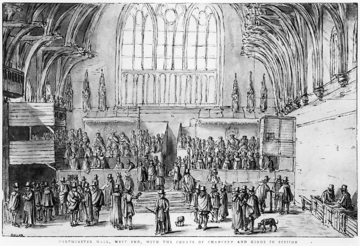 Westminster Hall, West End, a Courts of Chancery and Kings in Session alkotó: Wenceslaus Hollar