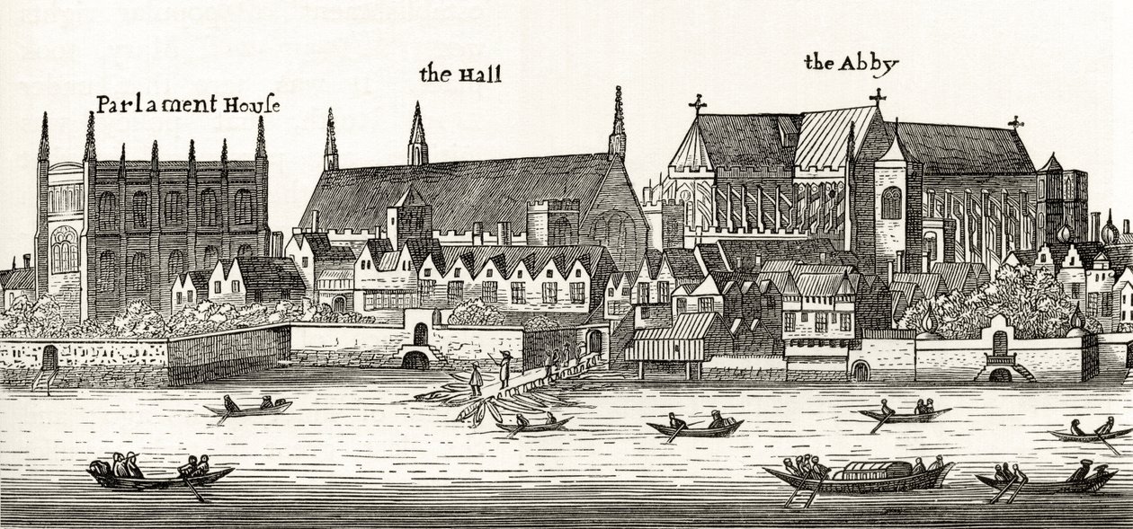 Westminster 1647-ben, a „London Pictures: Drawn with Pencil and Pencil” című művéből, Richard Lovett tiszteletestől, 1890-ben. alkotó: Wenceslaus Hollar