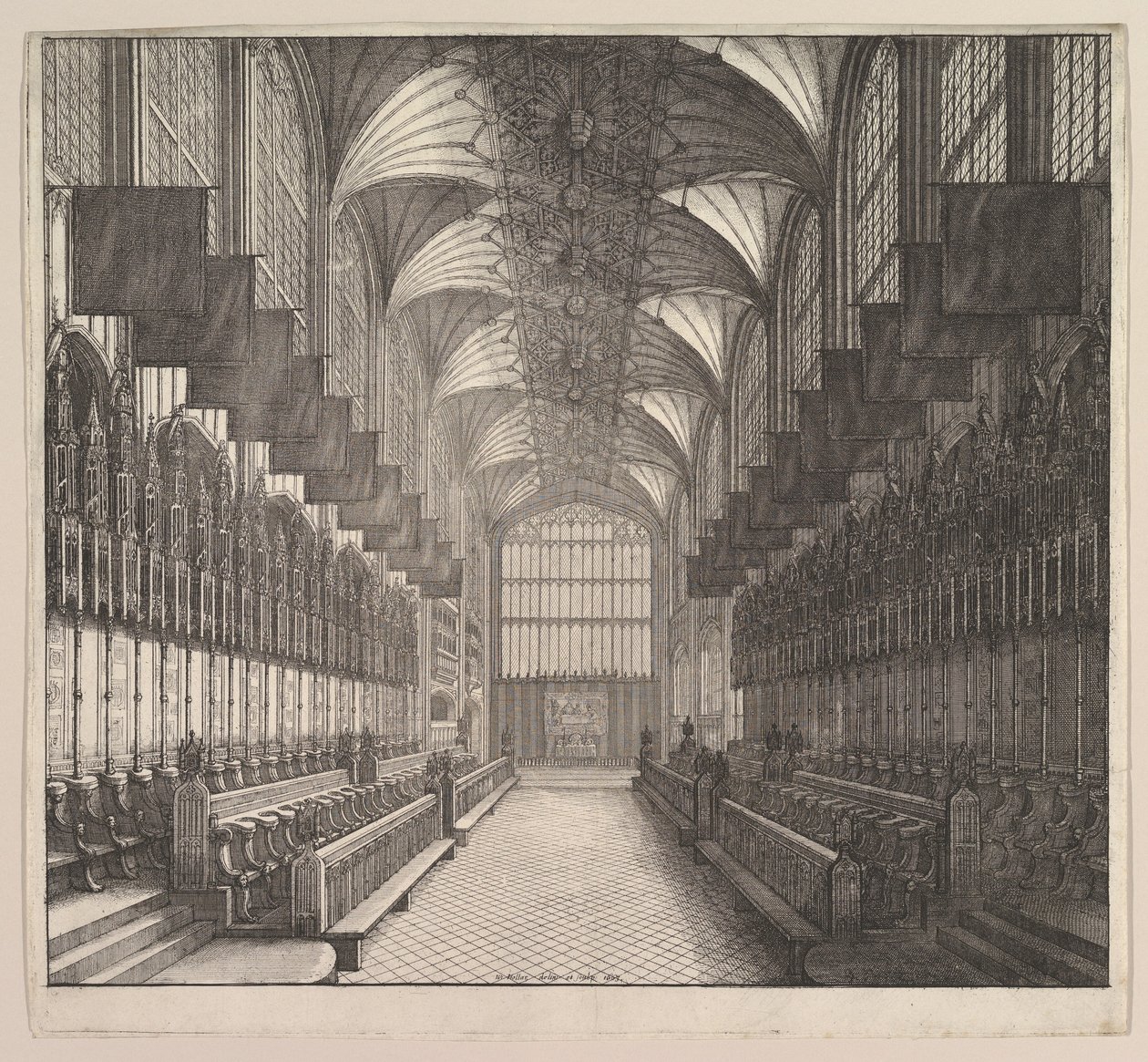 Windsori kastély, St. Georges kápolna, kórus, 1663. alkotó: Wenceslaus Hollar