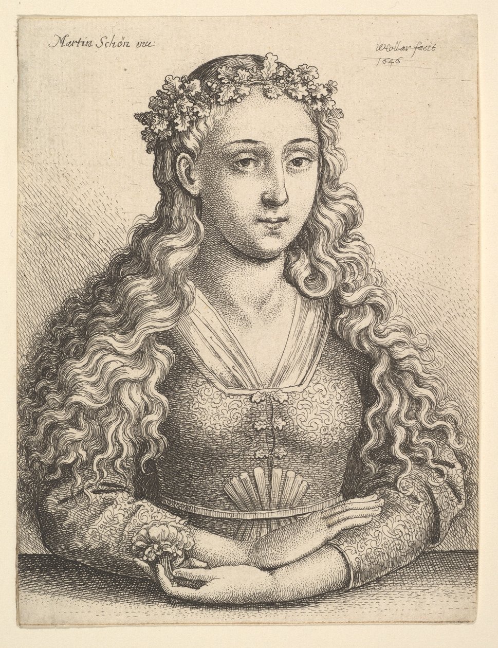 Nő tölgylevél koszorús, 1646. alkotó: Wenceslaus Hollar