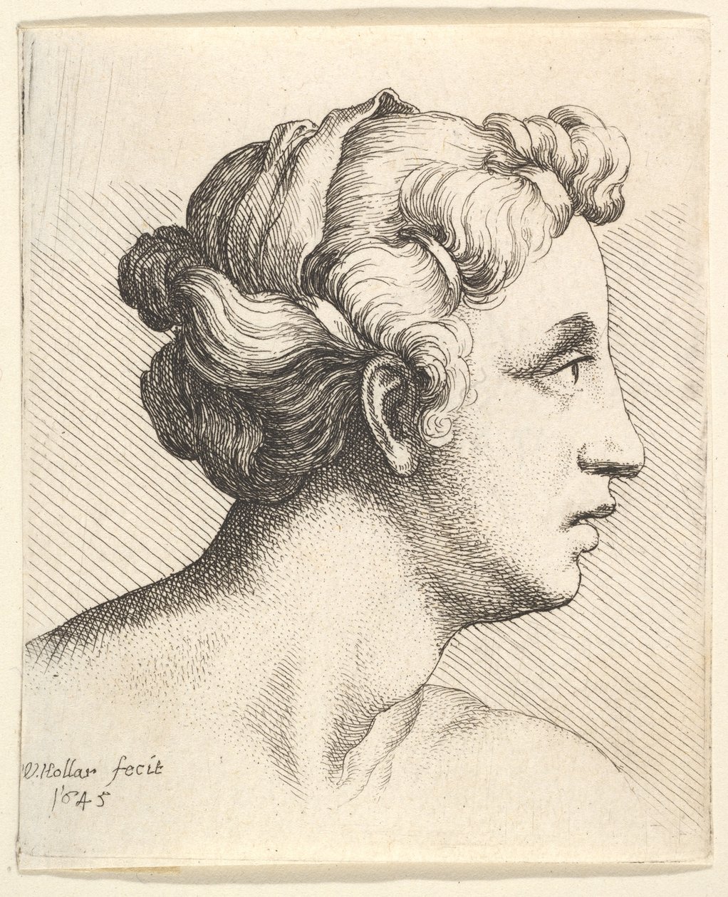 Nő bekötött hajjal, profilban jobbra, 1645. alkotó: Wenceslaus Hollar