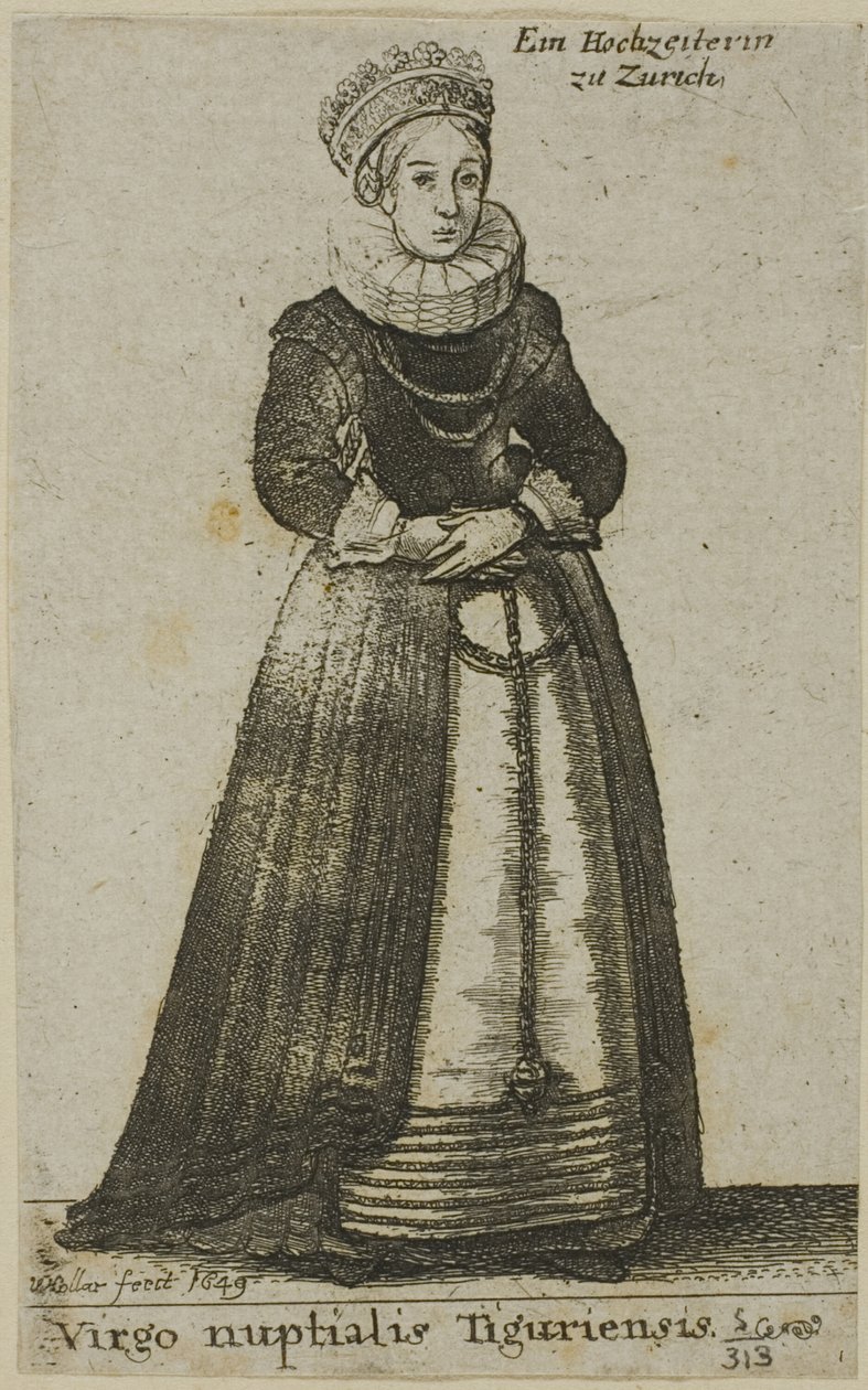 Zürichi nő esküvői ruhában alkotó: Wenceslaus Hollar