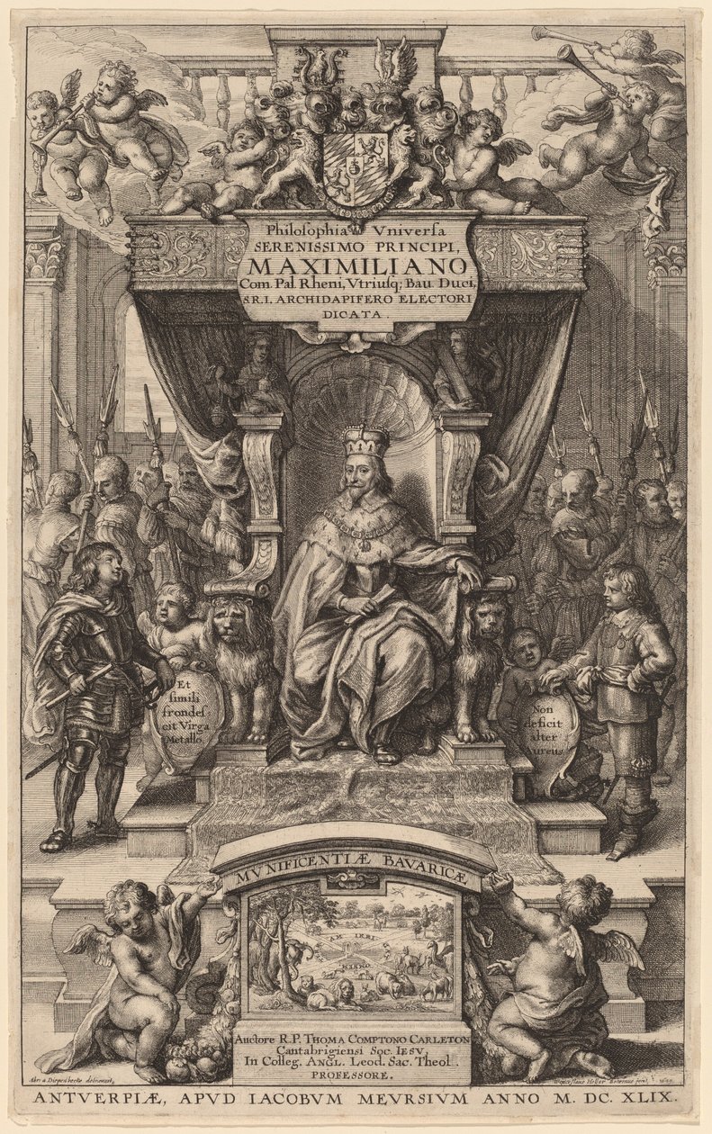 Címlap a "Az Univerzum filozófiájához" alkotó: Wenceslaus Hollar after Abraham van Diepenbeeck