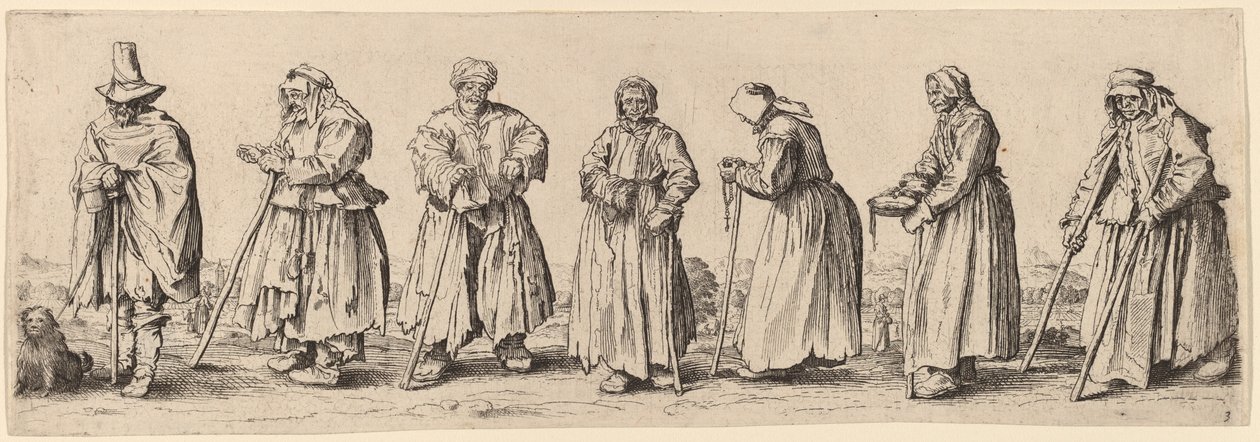 Férfi és női koldusok alkotó: Wenceslaus Hollar after Jacques Callot