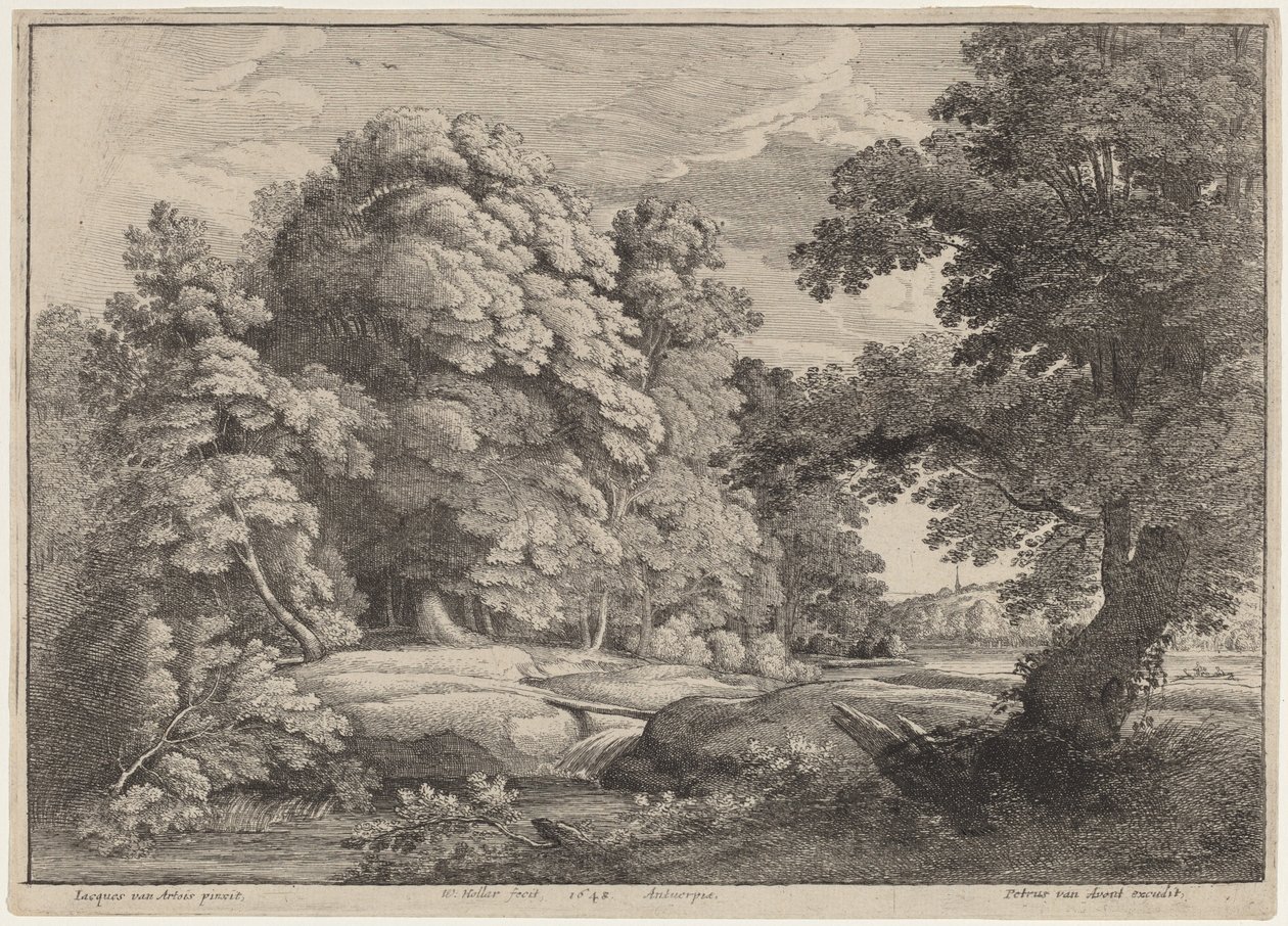 Híd a vízesés felett alkotó: Wenceslaus Hollar after Jacques d