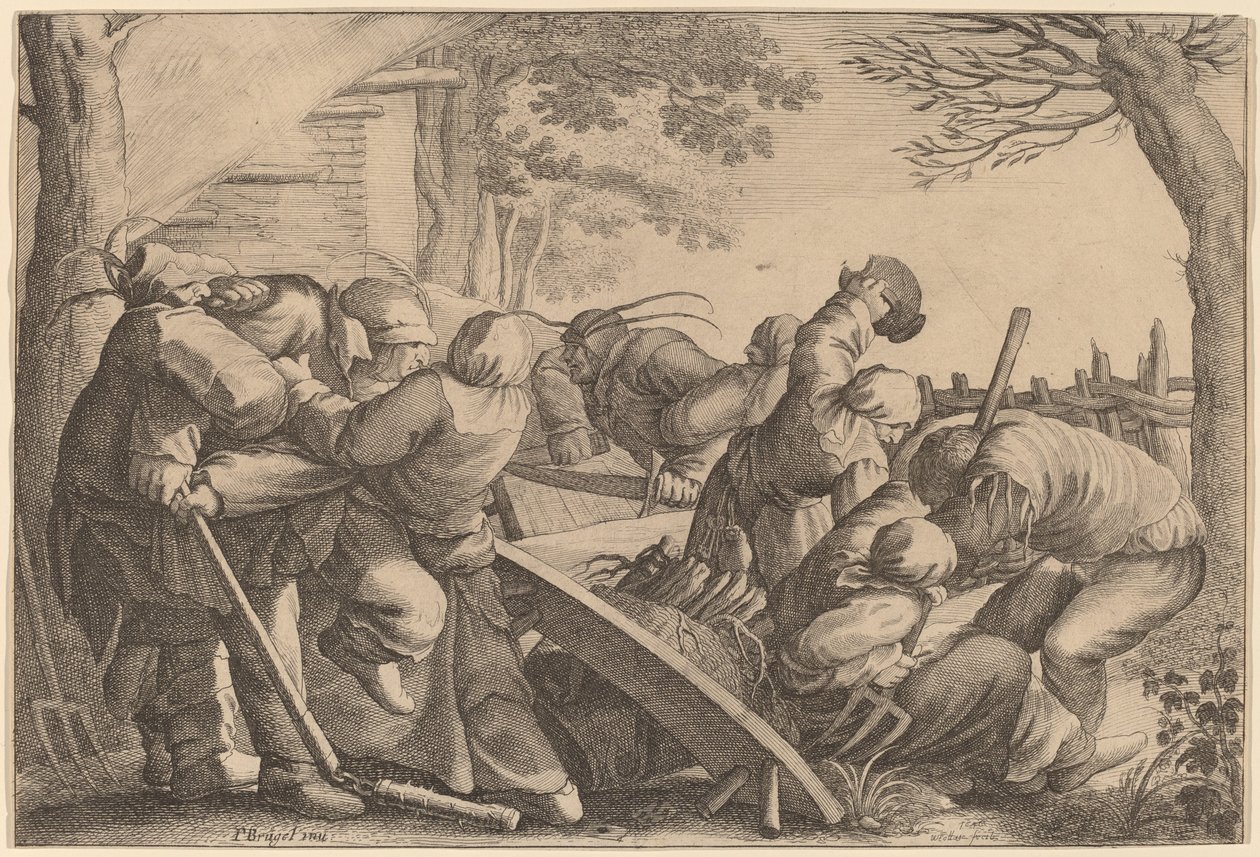 Parasztverekedés alkotó: Wenceslaus Hollar after Pieter Bruegel the Elder